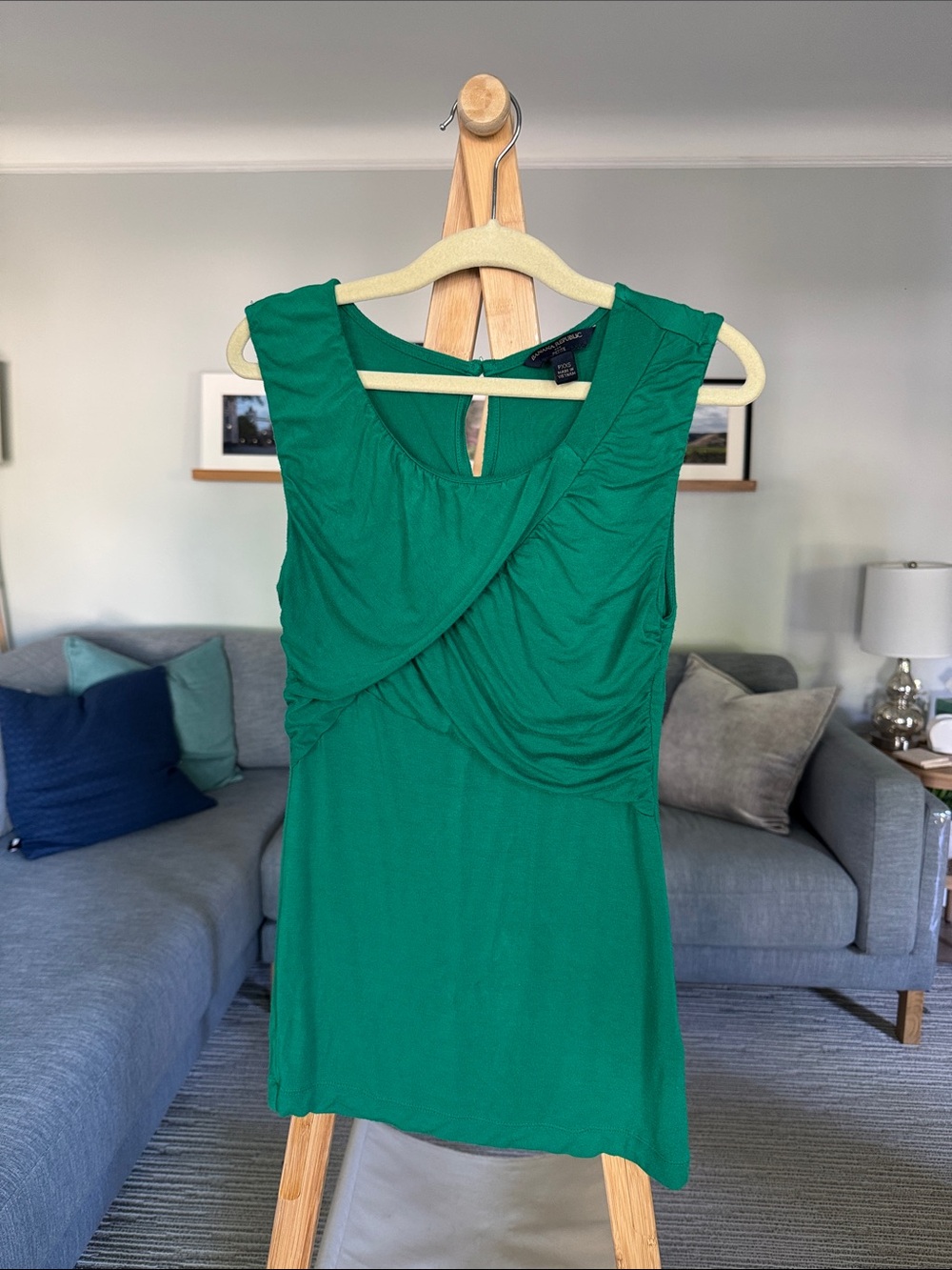 Banana Republic Emerald Green Draped Tank Top